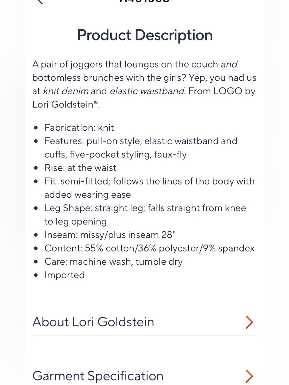 LOGO Lori Goldstein pull-on elastic waist jogger jeggings in washed black - Picture 9 of 10